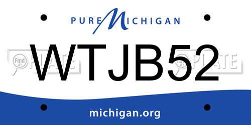 WTJB52 Michigan License Plate