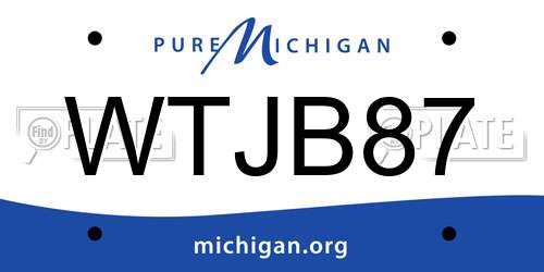 WTJB87 Michigan License Plate