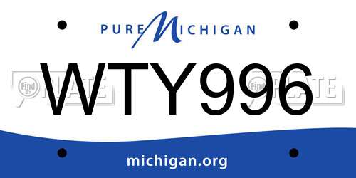 WTY996 Michigan License Plate