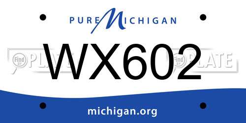 WX602 Michigan License Plate