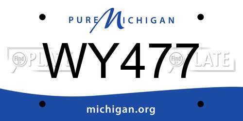 WY477 Michigan License Plate