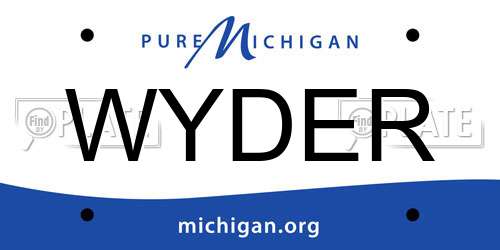 WYDER Michigan License Plate