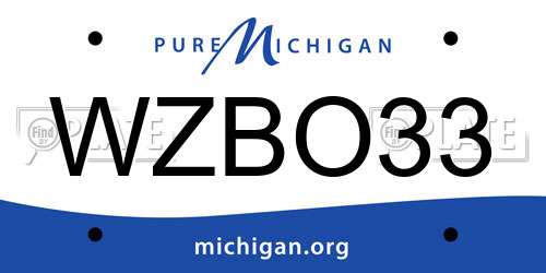 WZBO33 Michigan License Plate