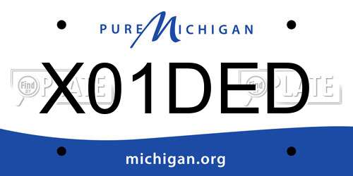 X01DED Michigan License Plate