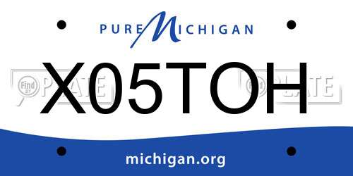 X05TOH Michigan License Plate