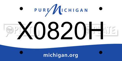 X0820H Michigan License Plate
