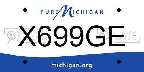 X699GE Michigan License Plate