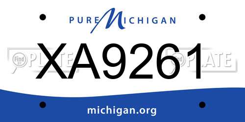 XA9261 Michigan License Plate