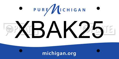 XBAK25 Michigan License Plate
