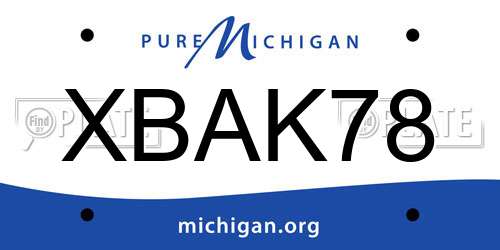 XBAK78 Michigan License Plate