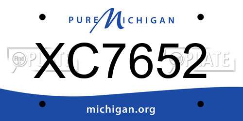 XC7652 Michigan License Plate