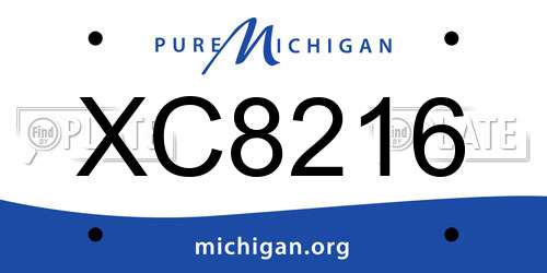 XC8216 Michigan License Plate