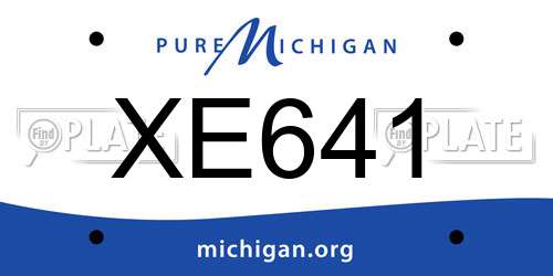 XE641 Michigan License Plate