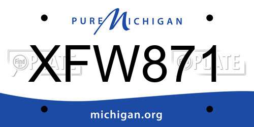 XFW871 Michigan License Plate