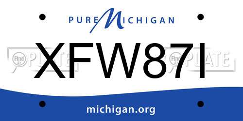 XFW87I Michigan License Plate