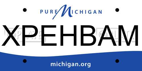XPEHBAM Michigan License Plate