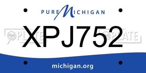 XPJ752 Michigan License Plate