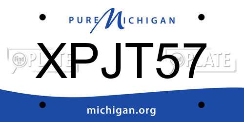 XPJT57 Michigan License Plate