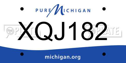 XQJ182 Michigan License Plate