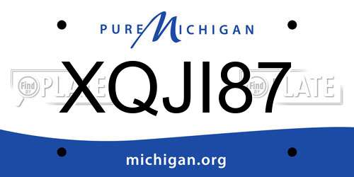XQJI87 Michigan License Plate