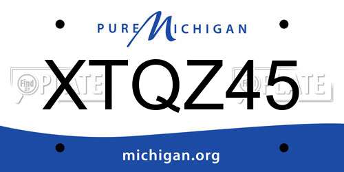 XTQZ45 Michigan License Plate