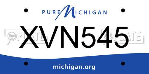XVN545 Michigan License Plate