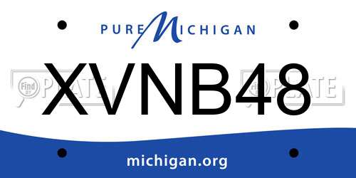 XVNB48 Michigan License Plate