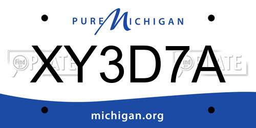 XY3D7A Michigan License Plate