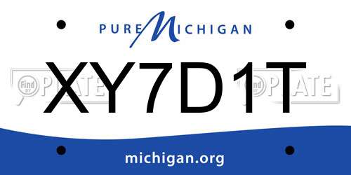 XY7D1T Michigan License Plate
