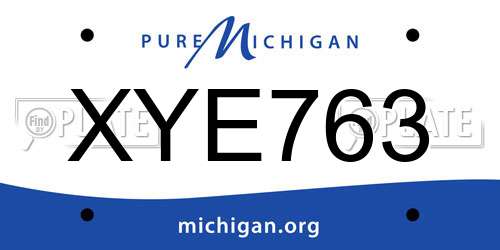 XYE763 Michigan License Plate