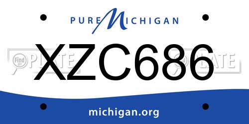 XZC686 Michigan License Plate