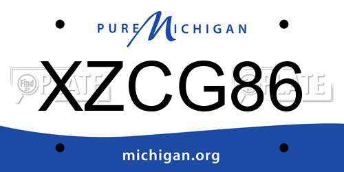 XZCG86 Michigan License Plate