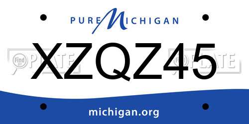 XZQZ45 Michigan License Plate