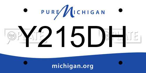Y215DH Michigan License Plate