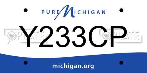Y233CP Michigan License Plate