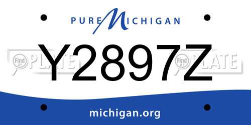 Y2897Z Michigan License Plate