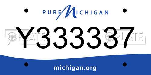Y333337 Michigan License Plate