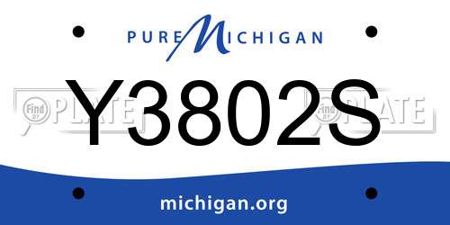Y3802S Michigan License Plate