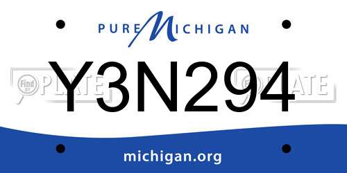 Y3N294 Michigan License Plate