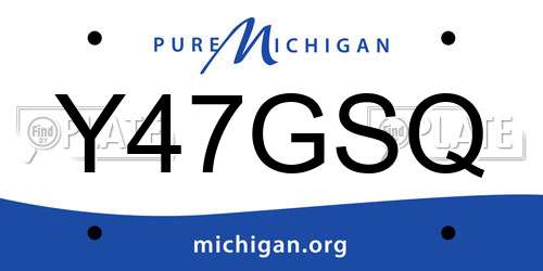 Y47GSQ Michigan License Plate