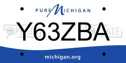Y63ZBA Michigan License Plate