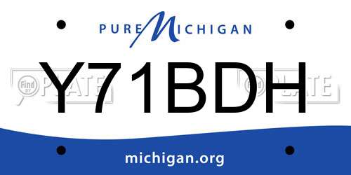 Y71BDH Michigan License Plate