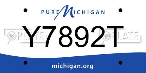 Y7892T Michigan License Plate