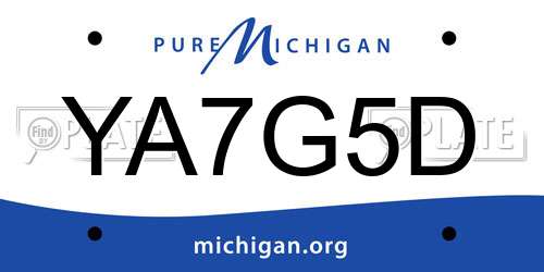 YA7G5D Michigan License Plate