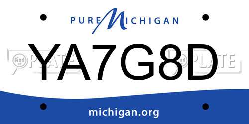 YA7G8D Michigan License Plate