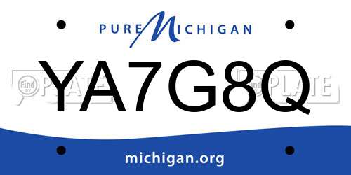 YA7G8Q Michigan License Plate