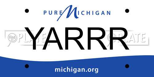 YARRR Michigan License Plate