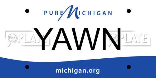 YAWN Michigan License Plate
