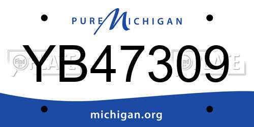 YB47309 Michigan License Plate