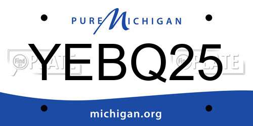YEBQ25 Michigan License Plate